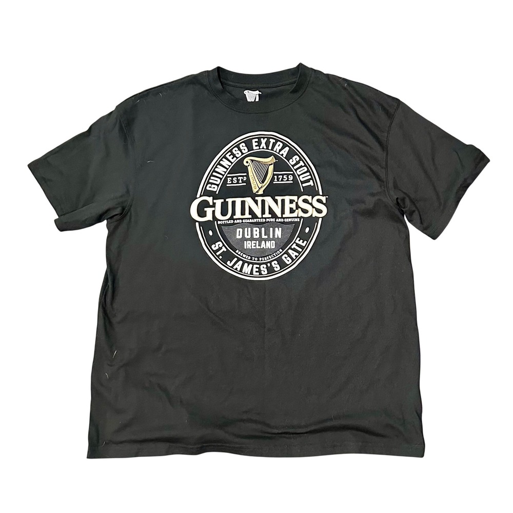 Guinness Extra Stout Graphic T Shirt Mens Medium Black Recycled Dublin Ireland